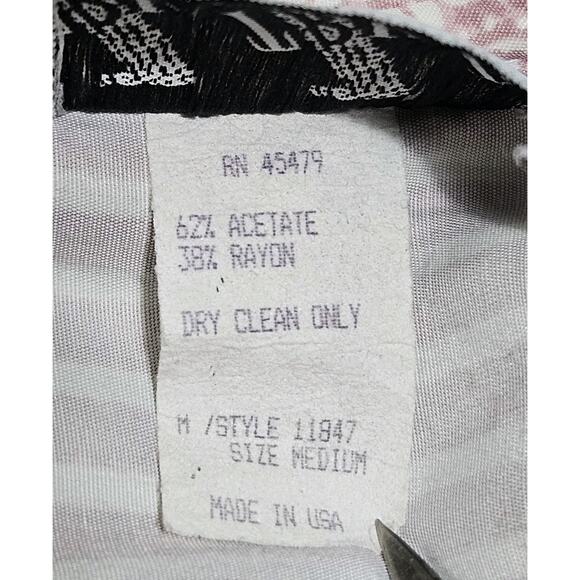 Vtg Try 1 Button-Up Top USA Pink White Floral Striped Colorblock Womens M 80s - Picture 5 of 8